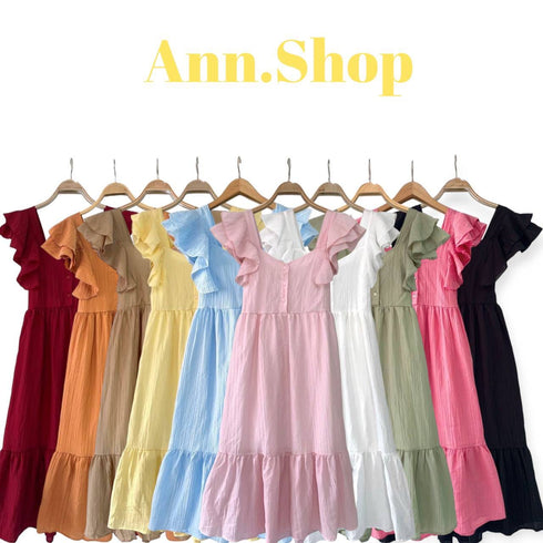 Summer Ruffled Sleeve Midi Dress